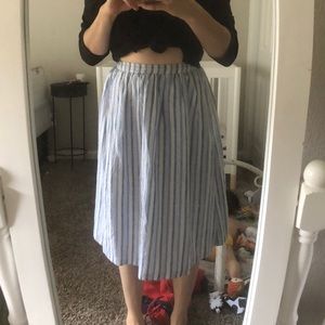 High waisted strip midi skirt